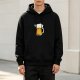Black Hoodie With Beer Sheep Graphic Print