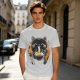 Olive T-Shirt Featuring Black Maneki-neko Cat Eating Ramen