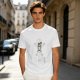 Olive green t-shirt with cute cartoon skeleton graphic
