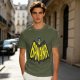 Olive green t-shirt with banana bat logo graphic