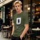 Olive t-shirt with 'I Want To Believe' UFO landscape print