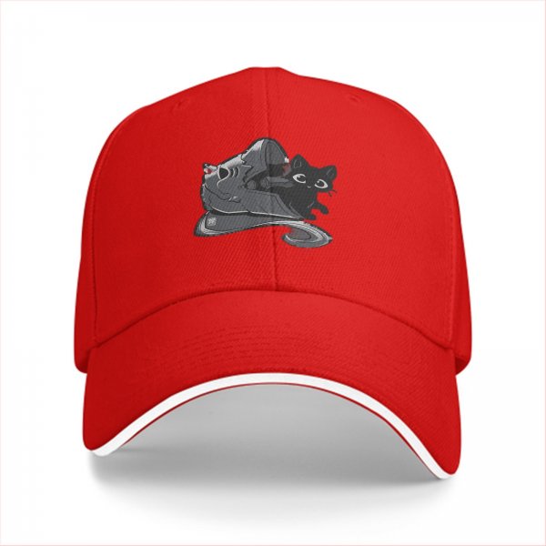 Black Baseball Cap with Black Cat and Wizard Hat Graphic