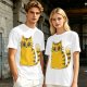 Olive Green T-Shirt With Cute Surprised Yellow Tabby Cat Graphic