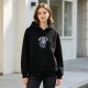 Black Hoodie With Anime Graphic Print Design