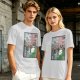 Olive T-shirt with Totoro cherry blossom Japanese woodblock print