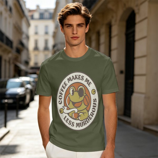 Coffee Makes Me Less Murderous Frog Graphic T-Shirt