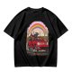 Olive T-Shirt With Red Convertible Car, Rainbow And People Graphic