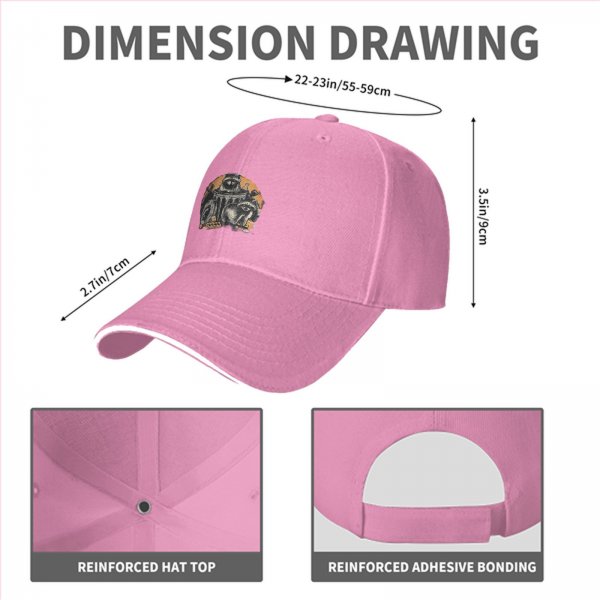 Black baseball cap with raccoons in trash graphic design
