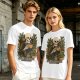 Skeleton with Coffee and Plants T-Shirt Graphic