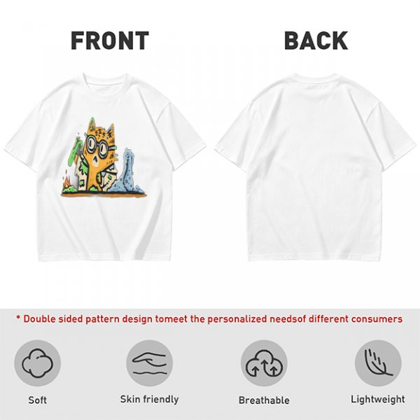 Olive T-Shirt With Mad Scientist Cat Chemistry Lab Print