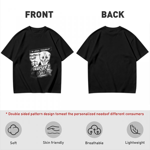 Olive T-Shirt With Funny Lawyer Cat Legal Trouble Graphic Print