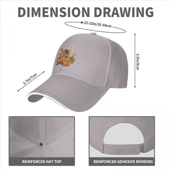 Black Baseball Cap with Japanese Ramen Dragon Art Print