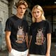 Olive t-shirt with cute Baphomet coffee magic print