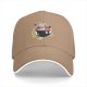 Black baseball cap with cute cartoon character in ramen bowl print