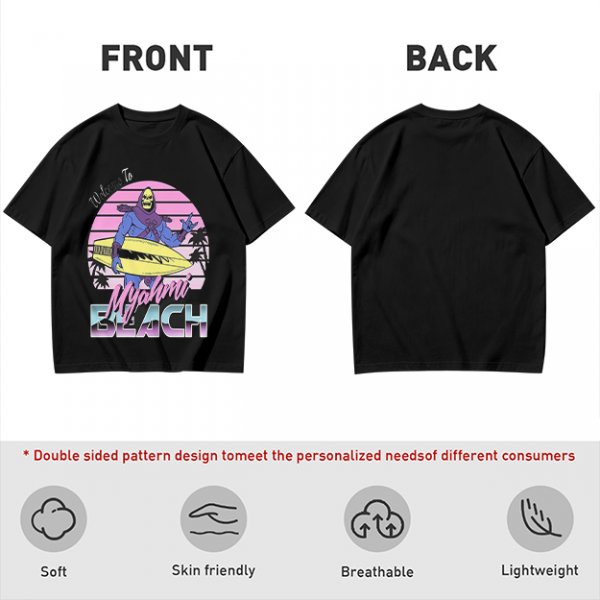 Welcome to Myahmi Beach Skeletor Surf Graphic T-Shirt