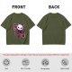 Olive T-Shirt with Skull Cat Ice Cream Graphic Print