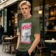 Olive green t-shirt with Catzilla giant cat monster graphic print