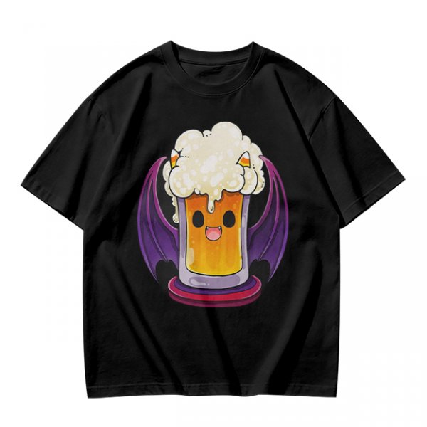 Halloween vampire beer graphic olive green casual t-shirt