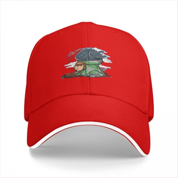 Black Baseball Cap Featuring How to Train Your Dragon Hiccup and Toothless Art