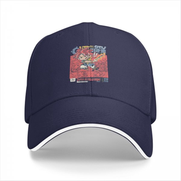 Black Baseball Cap With Retro Anime Gaming Character Print