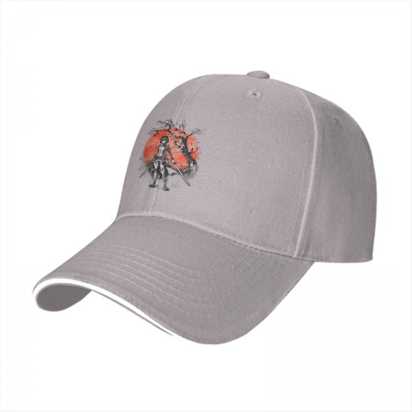 Black Baseball Cap With Anime Warrior And Red Moon Art Print