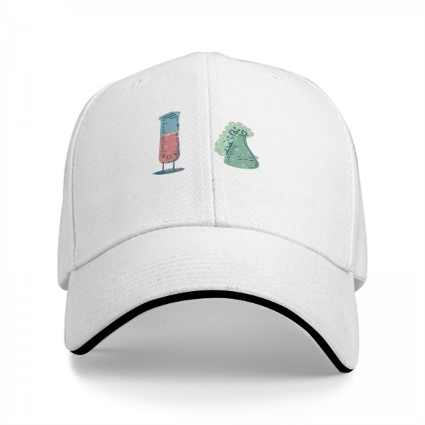 Black Baseball Cap With Cute Science Lab Beaker Print