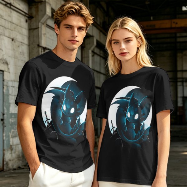 Olive T-Shirt With Glowing Dark Dragon Moon Print