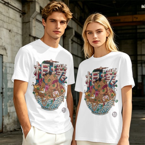 Olive T-shirt with Sumo Wrestler in Ramen Bowl Artwork