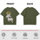 Olive graphic t-shirt with wolf rider and 'Fore' text print