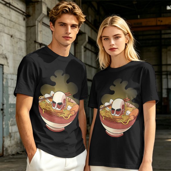 Olive T-Shirt With Skull Ramen Bowl Graphic