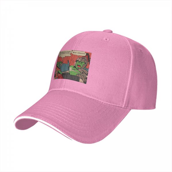 Baseball cap with Thor and Hulk comic panel print