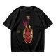 Olive T-Shirt with Red Devil Cat Graphic and The Dev Print