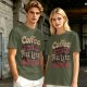 Coffee Makes Me Feel Less Murdery Graphic Olive T-Shirt