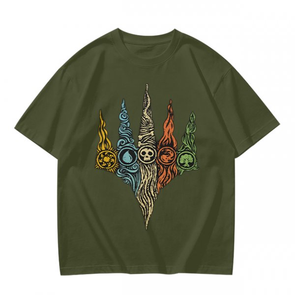 Magic The Gathering Five Mana Symbols Graphic T-Shirt