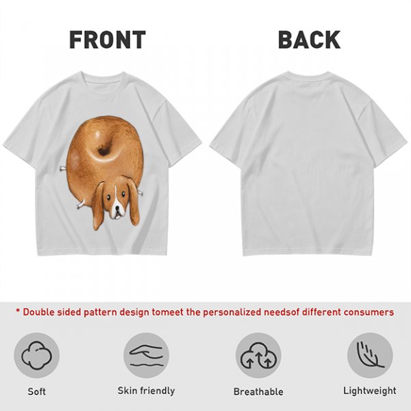 Olive Green T-Shirt With Donut Shaped Beagle Print