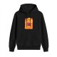 Black hoodie with vibrant sunset pirate ship and crew graphic