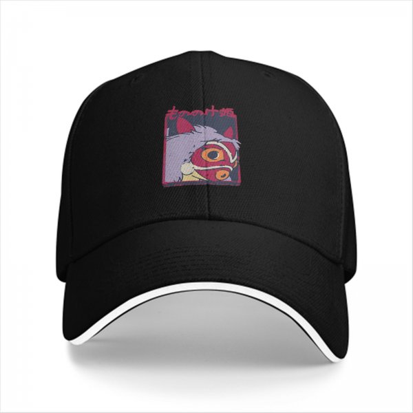 Black Baseball Cap With Princess Mononoke Mask Art Print