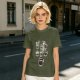 Olive Green T-Shirt With Cute Cartoon Coffee Cups Graphic