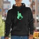 Black Hoodie With Green Samurai Silhouette Graphic