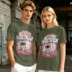 Olive t-shirt with cartoon knight 'Praise the Sun' graphic