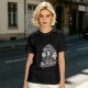Olive green graphic t-shirt with horror ice cream themed print