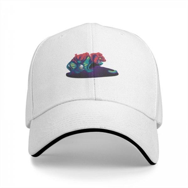 Black Baseball Cap With Psychedelic Colorful Beast Graphic Print