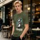 Olive graphic tee with sarcastic hungry opossum in sunglasses