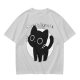 Olive T-Shirt With Sorry I Can't Black Cat Graphic Print