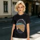Olive t-shirt with space pizza graphic and Houston have pizza text
