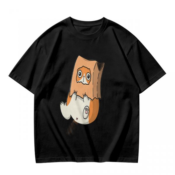 Olive T-Shirt With Cute Hamster In Paper Bag Print