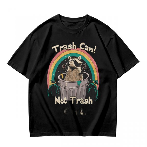 Trash Can Not Trash Raccoon Rainbow Graphic T-Shirt
