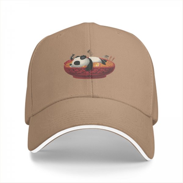 Black Baseball Cap With Panda In Ramen Bowl Graphic