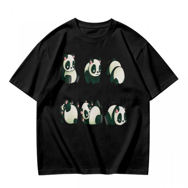 Olive T-Shirt With Cute Rolling Panda Graphic Prints