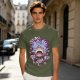 Olive T-shirt with Joyboy Gear 5 Luffy Laughing Anime Print